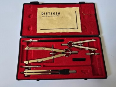 Vintage Dietzgen Stellar  Drafting Set - Precision Drawing Instruments - Antique
