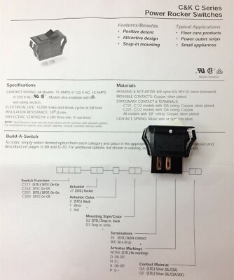 C222-J1-1-S2-07-QA C&K SWITCH ON OFF DPS 6 PIECES