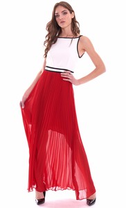 abito lungo con gonna plissettata