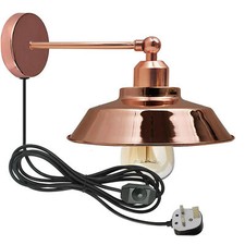 Wall Light Mounted UK Plug Vintage Industrial Rose Gold Sconce Fixture Wall Lamp