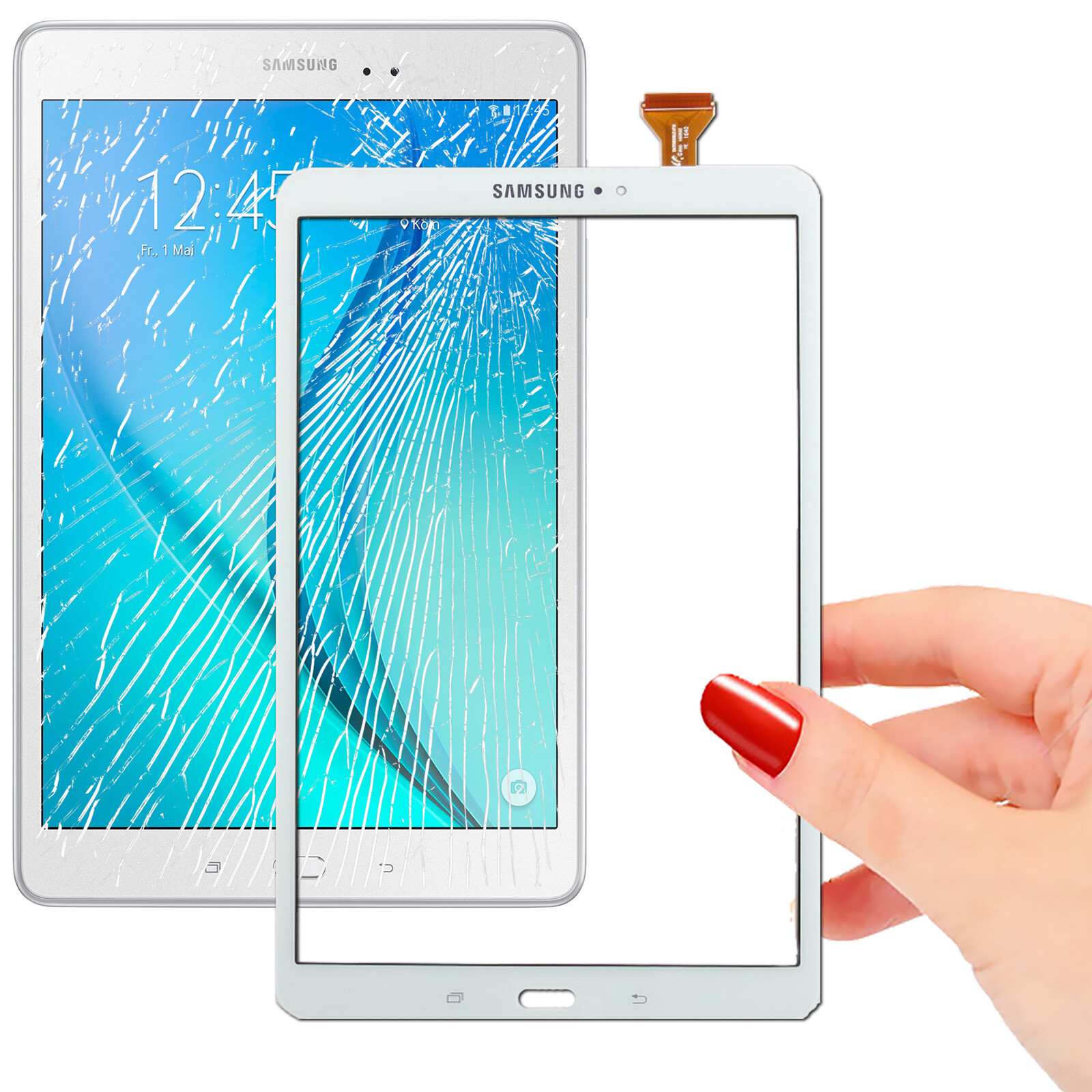 Écran blanc pour Samsung Tab A 10.1 SM-P585Y vitre tactile de remplacement