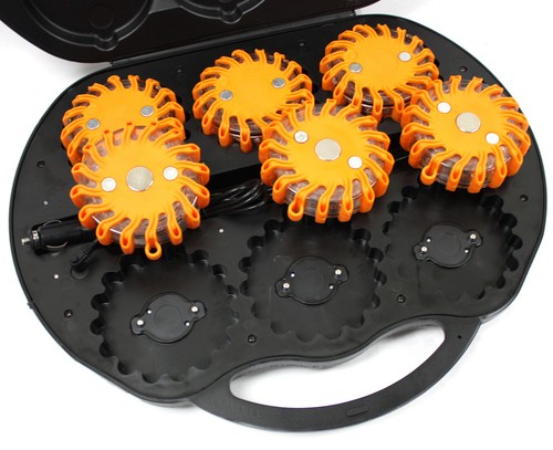 6pc Rechargeable LED Safety Flare Emergency Warning Disc Light Roadside Beacon - Picture 5 of 9