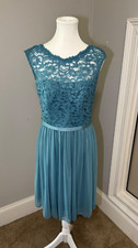 Davids Bridal Turquoise Lace Dress Size 8