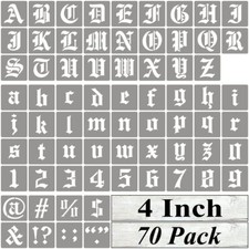 4 Inch Alphabet Letter Stencils for Painting - 70 Pack Old English Letter Ste...