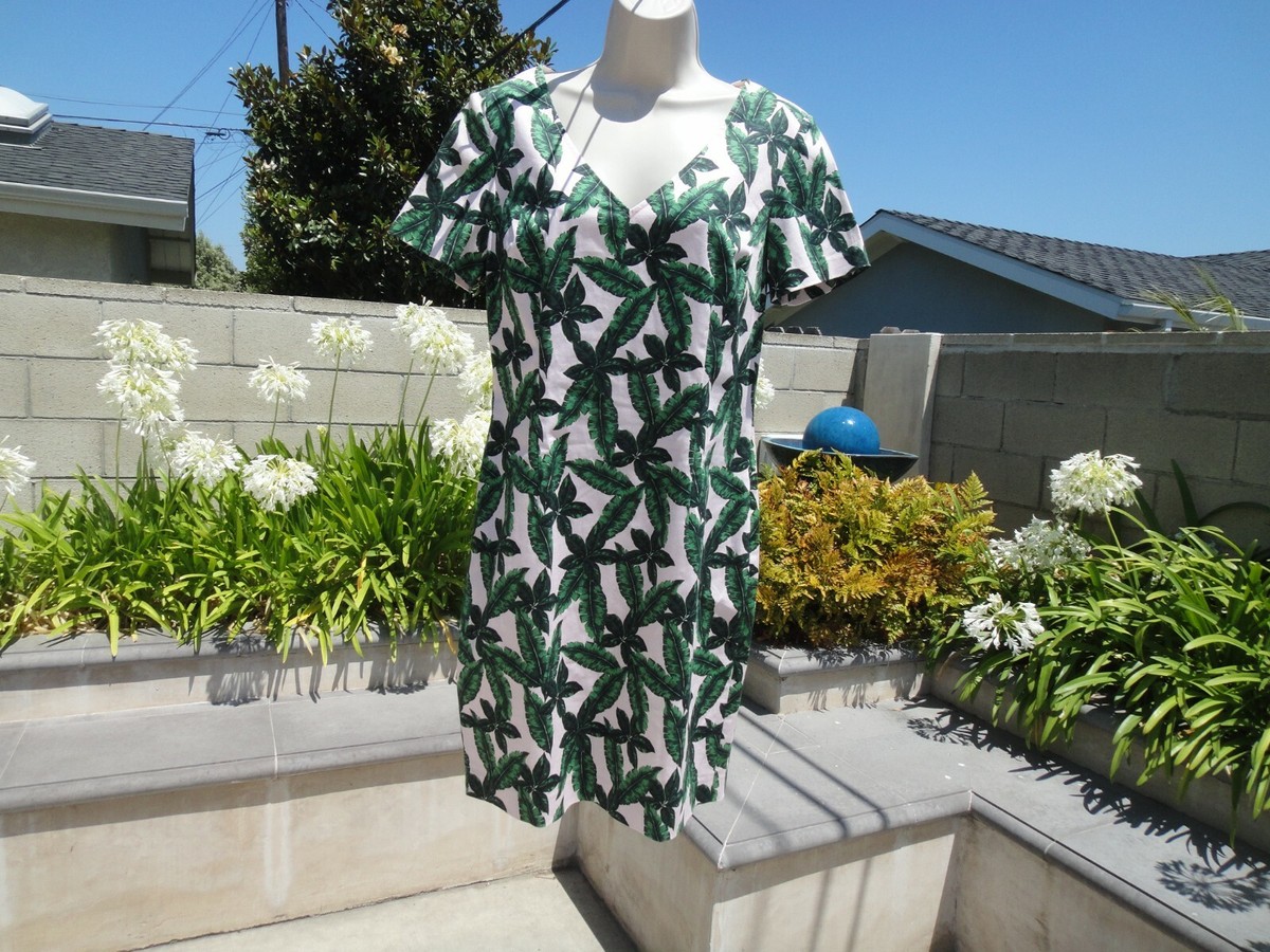 St. John Woven Dress, Green Leaves/Pink, Cotton/Lycra Blend, Wmn Sz 6, NWOT  | eBay UK