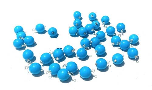 25 Pcs Natural Turquoise Round 6-6.5mm Beads Silver Wire Wrapped Link - Picture 3 of 3