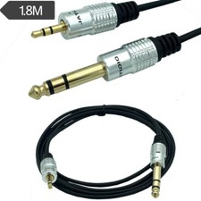 5.9ft 1.8m 3.5mm 1/8" Male to 6.35mm 1/4" Male TRS Stereo Audio Cable Cord Plug
