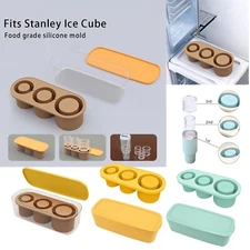 Ice Cube Tray for Stanley Cup,3 Pcs Silicone Cylinder Ice Mold with Lid and Bin