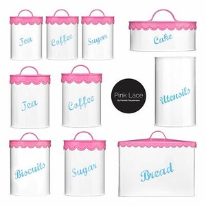 red and cream tea coffee sugar canisters