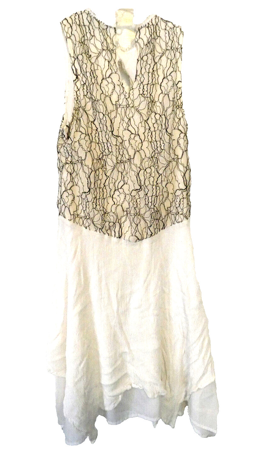 White Chiffon Lace Dress Size S Vintage Rare Handkerchief Hem Lightweight Summer image 7