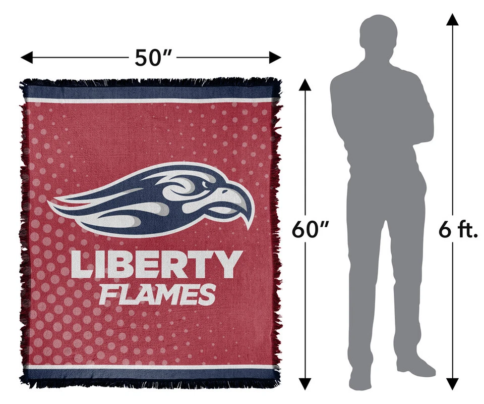 Manta Liberty University, 50"x60" Logo Lunares Tejido Mezcla Algodón Manta Foto 2 de 4