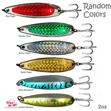 15pcs 2oz Fishing Spoons Trolling Flutter Treble Hook Casting Jig Random Colors