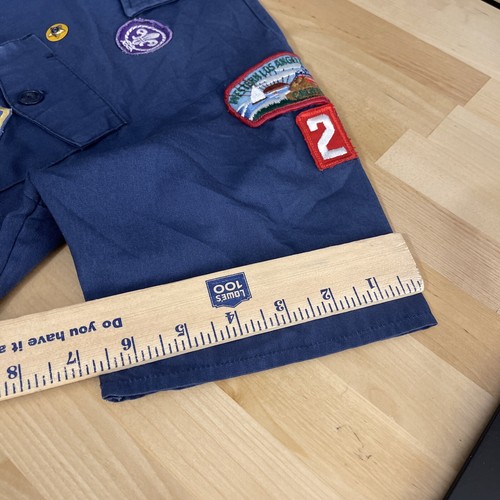 Cub Scouts Boy Scouts of America Large Blue Youth Shirt Sewn Patches VTG Stain - Picture 12 of 14