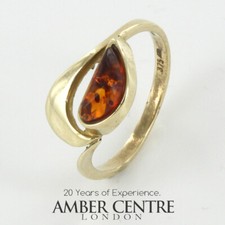 Italienisch hergestellt deutscher Ostsee Bernstein Ring 9ct massiv Gold - GR0165 UVP £295!!! M, O, P