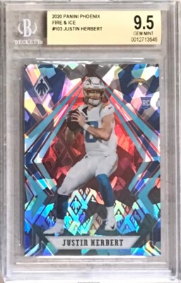 2020 Panini Phoenix Justin Herbert #10/50 JERSEY# Fire & Ice (RC) #103 💎BGS 9.5