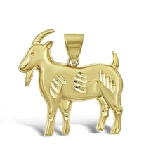 Goat Pendant Charm 10k Yellow Gold 1.5 inch