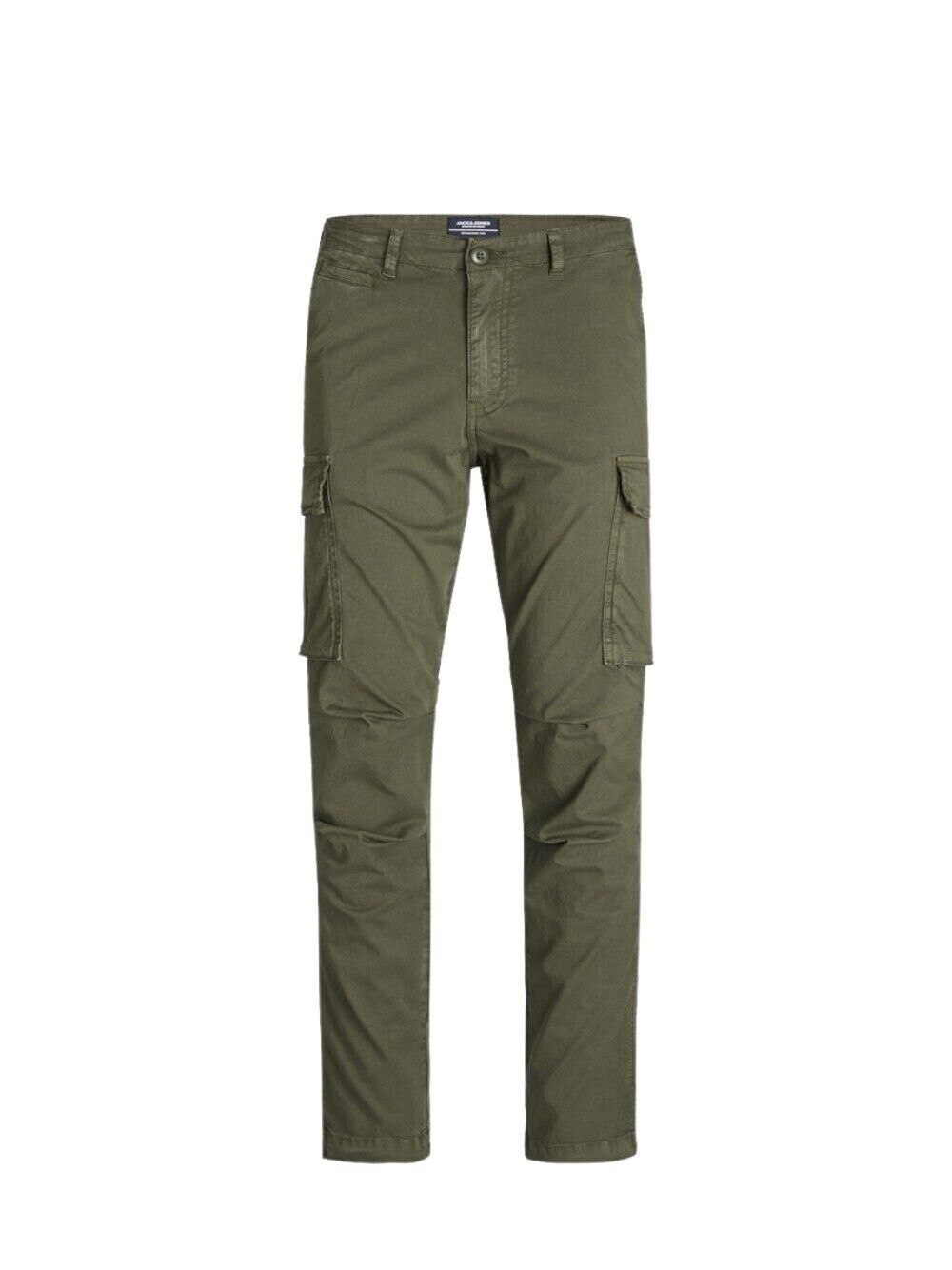 Pantalones Cargo Jack&Jones de Hombre, Tejido 100% Algodón, Color Verde Modelo