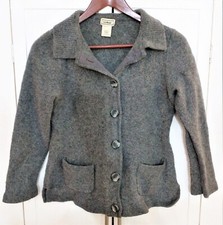 LL Bean Gray LS Button Up Notch Lapel 100 Wool Unlined Blazer/Jacket Sz M VGUC