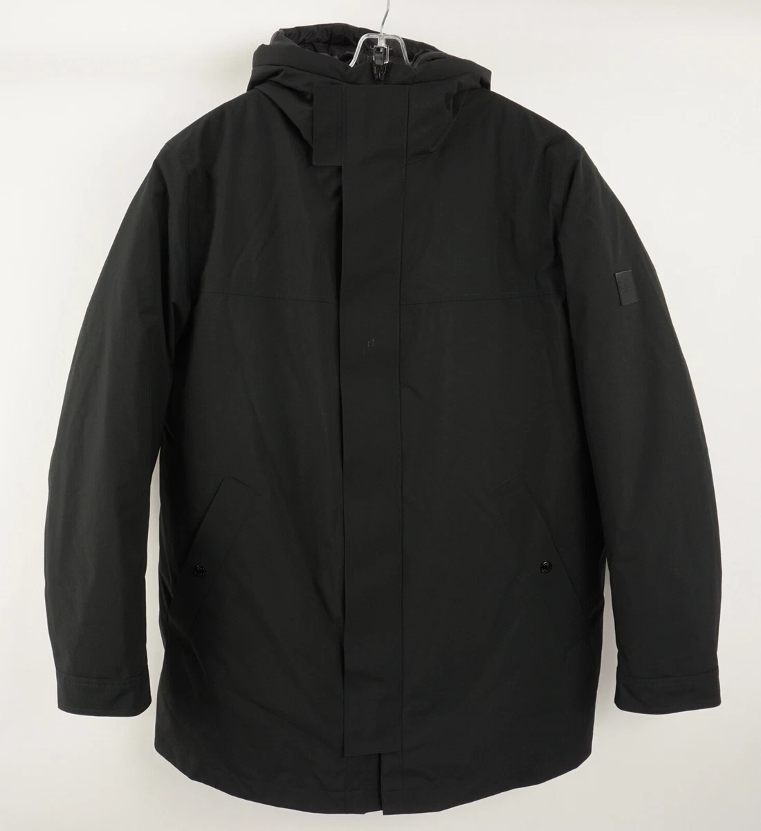 New Hugo Boss Jacket Mens 46R Black Lined Insulated Hood Parka eBay