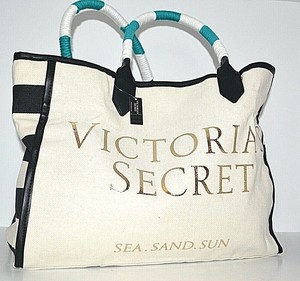 Victoria's Secret Striped Canvas Tote Bag New Victoria's Secret Striped Canvas Tote Bag New