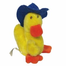 Vintage 1982 Judy Keeffe Best Buddies Yellow Duck Blue Hat Stuffed Animal 7.5"