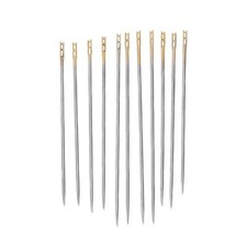 12 Pcs Self Threading Sewing Needles Two Holes .8mm,36mm,38mm,42mm