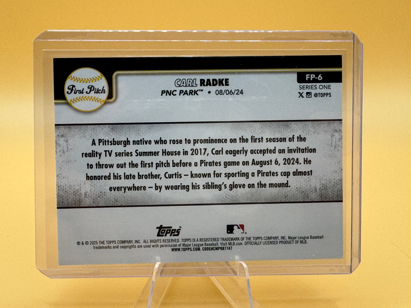 2025 Topps - Carl Radke #FP-6 First Pitch PNC Park - Pittsburgh Pirates