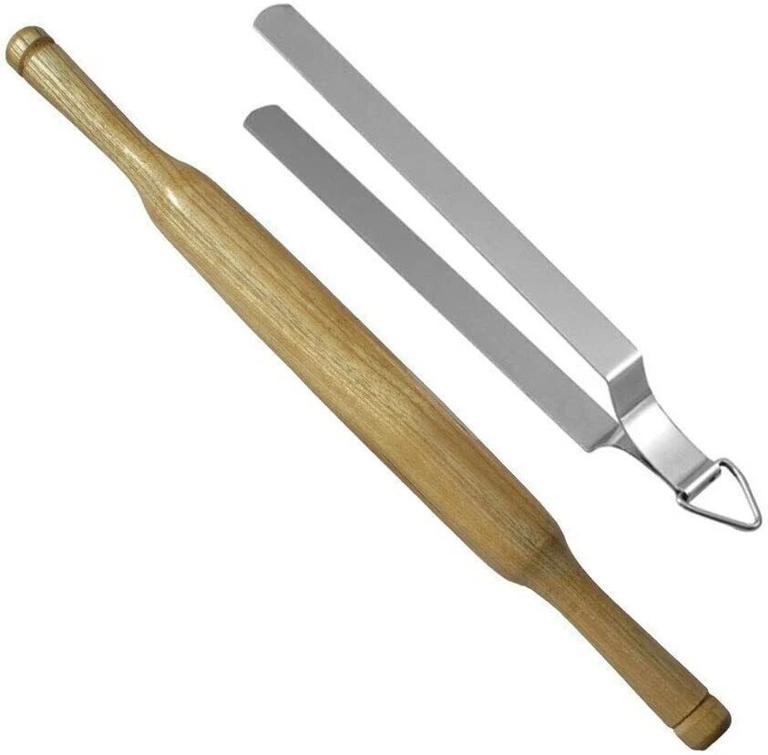 Combo Wooden Rolling Pin Wooden Belan Steel Chimta Chipaya roti Tong Kitchen