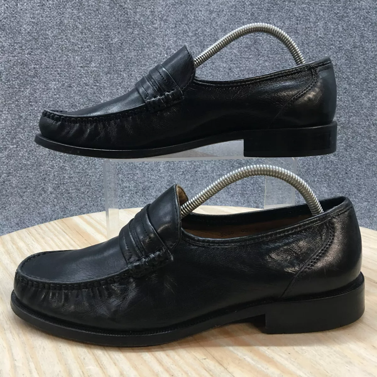 Gallus Shoes Mens 8 Moccasin Loafers Black Leather Casual Slip On
