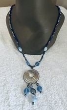 Long Beaded Necklace with Matching Dangle Earrings