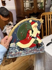 Vintage Christmas Sign Santa Handpainted Merry Christmas JDI Fallbrook CA