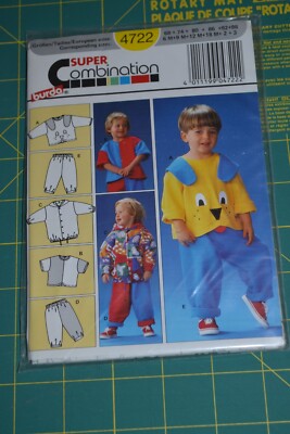 Burda #4722 sewing pattern, pants shirt jacket, infant toddler size 3mo-3
