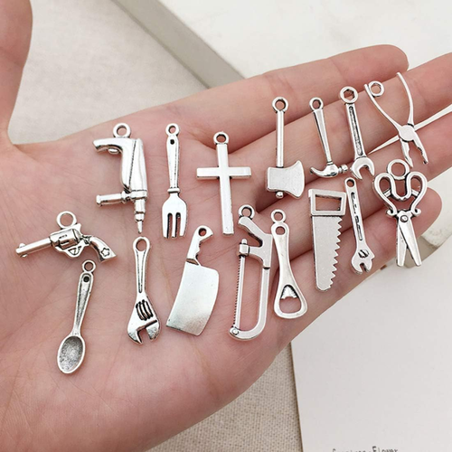100 PCS Wholesale Bulk Lots Jewelry Making Charms Mixed Smooth Tibetan Silver Me - Picture 5 of 12