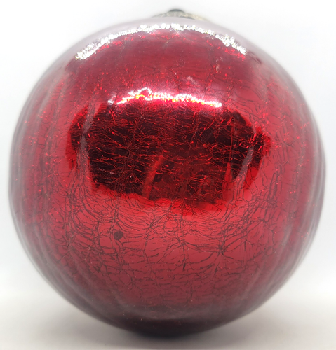 "Adorno de Navidad GRANDE estilo bola roja vidrio de mercurio agrietado 6"" - DE COLECCIÓN" - Imagen 7 de 14