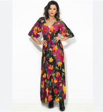 Farm Rio Danca De Caju Dress Womens Medium Multicolor Tropical Short Sleeve Maxi