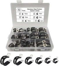 52PCS Stainless Steel 304 Cushioned Cable Clamp Assortment Kit