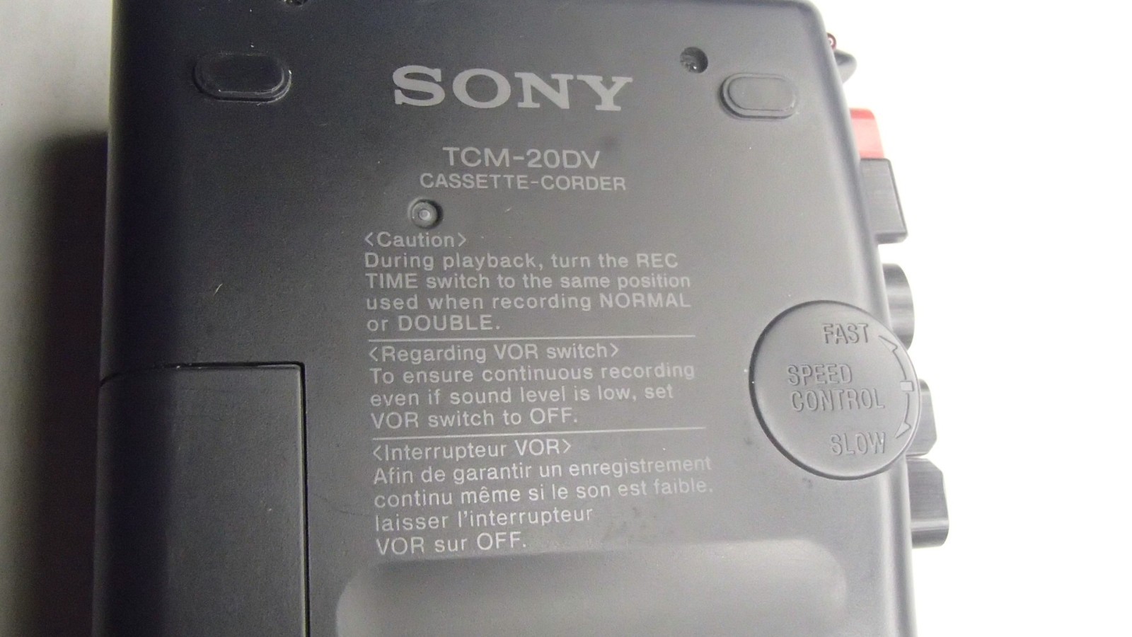 SONY VOR VOICE OPPERATED CASSETTE TAPE RECORDER 2x REC TIME TCM-20DV - TESTED