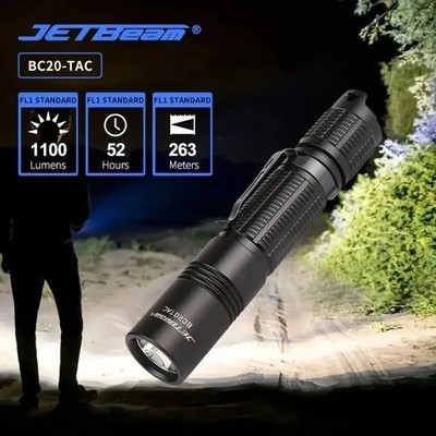 JETBEAM BC20TAC 1100Lumen LED Type-C USB Charging IPX8 Flashlight