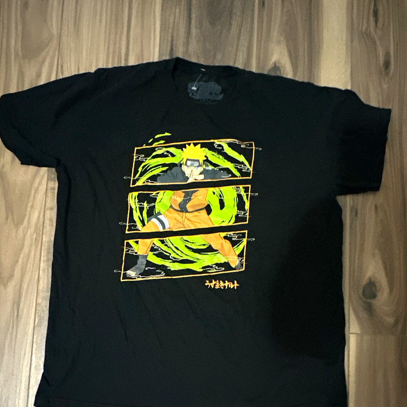 Naruto Uzumaki Unisex L Black Cotton Graphic Crewneck Short Sleeve T-Shirt