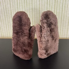 Vintage Fur  Leather Mittens Womens Bear Beaver Brown Mink Muskrat Gauntlets