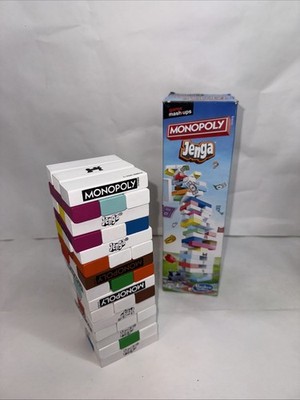 Hasbro Monopoly Jenga Mashup Game Wooden Stacking Classic