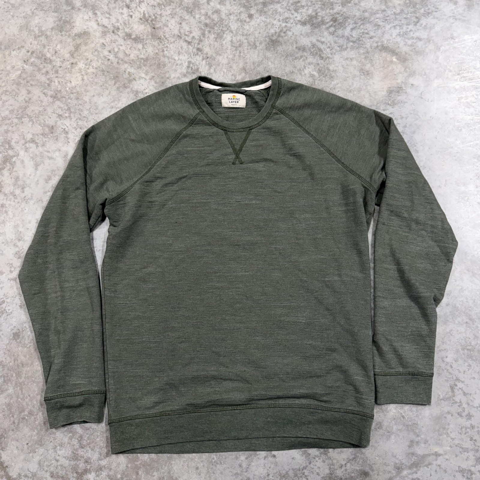 Marine Layer Sweatshirt Mens Medium Green Crewneck Pullover Knit Basic Casual