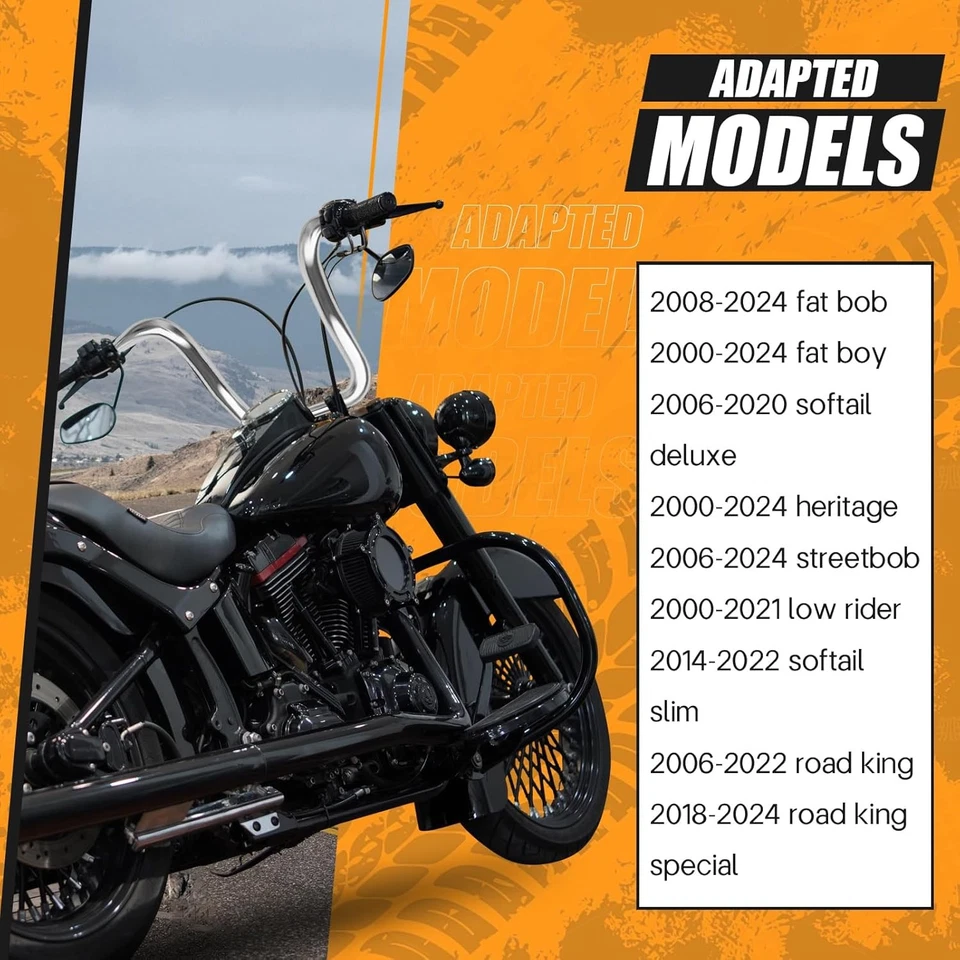 Monkey Bar Ape Hangers Handlebar for Harley Davidson Fat Boy Heritage silvery - Image 3 of 4