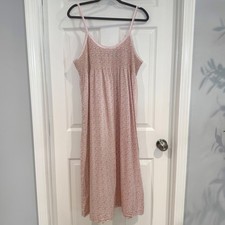Adonna Floral 100 Cotton Sleeveless Smocked Top Nightgown Sleep Women L Cottage