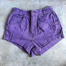 Chic Women s Vintage Purple Denim Shorts High-Waist Made in USA