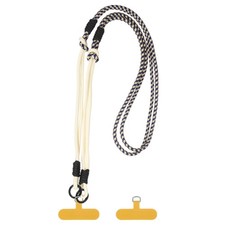 Adjustable Phone Crossbody Lanyard with 2 Phone Tether, Beige Blue