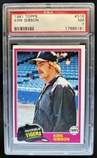1981 Topps Kirk Gibson Rookie RC #315 Tigers PSA 7