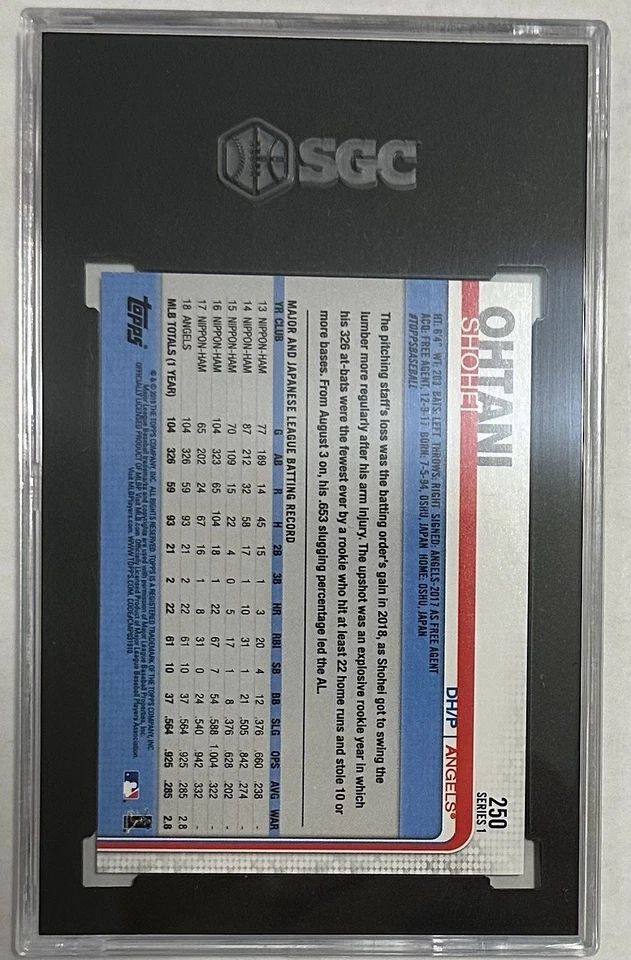 Sello de oro Shohei Ohtani 150 aniversario SGC 9 2019 Topps Serie 1 Rookie Cup Foto 2 de 2