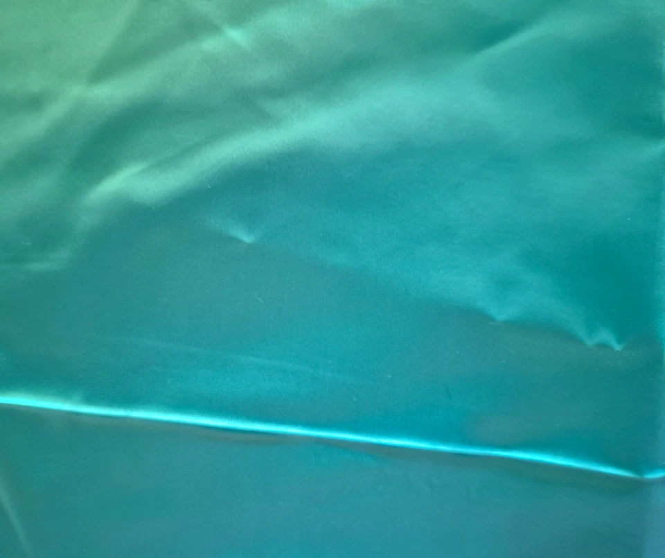 BERMUDA GREEN SOLID  100%  POLYESTER  SLIPPER SATIN FABRIC  14X44 INCHES REMNANT - Image 2 of 2