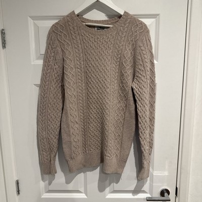John Partridge Herren Beige Strick Strickpullover Pullover Lammwolle Small